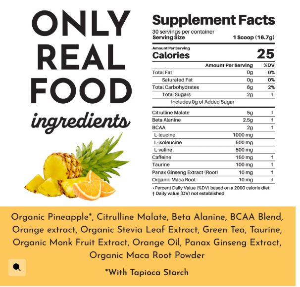 Just Ingredients - Orange Pineapple Pre-Workout